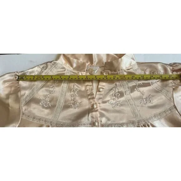 Vtg Ilise Stevens Victorian Pink Satin Look Nightgown Grannycore Lace Sz XL-XXL - Picture 6 of 10